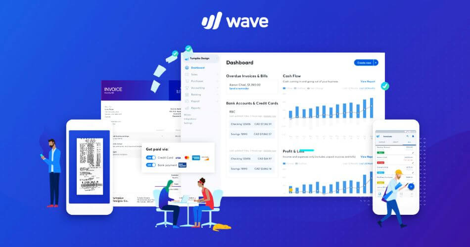 Wave accounting software dashboard and invoicing tools for small business bookkeeping