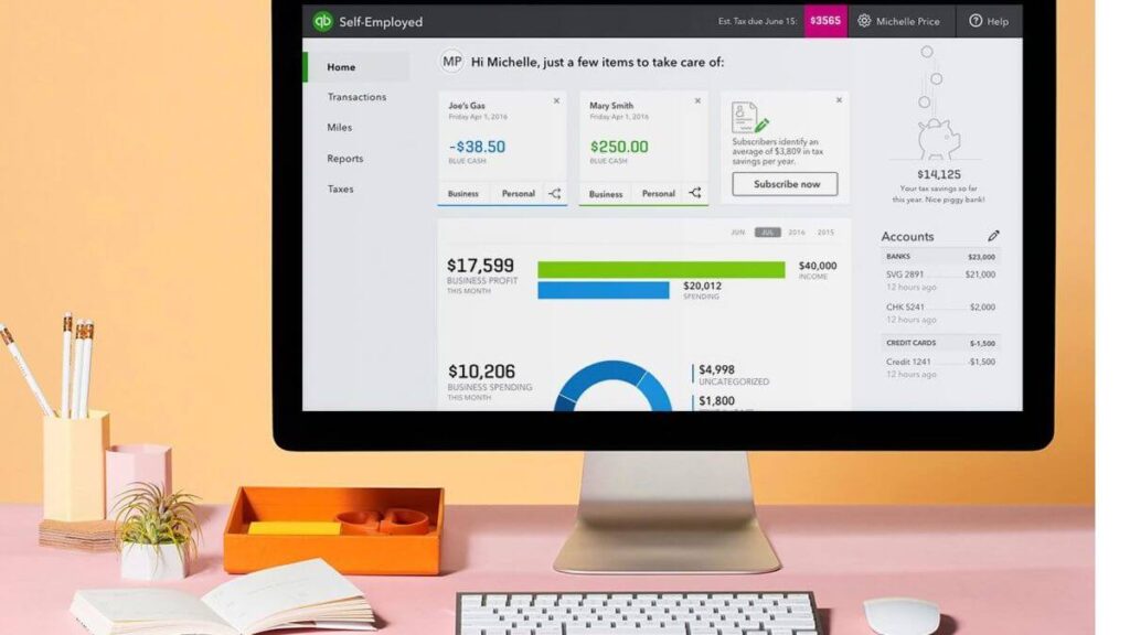 QuickBooks Desktop interface showing accounting dashboard and financial reports